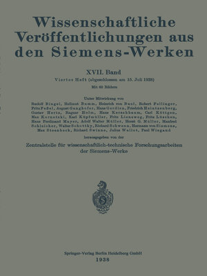cover image of Wissenschaftliche Veröffentlichungen aus den Siemens-Werken